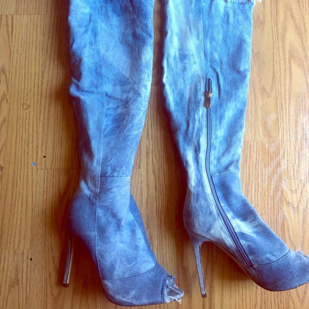 Denim boots